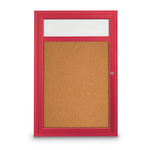 Slim Enclosed Corkboard, 30"x36", Bronze Alum Frame/Amethyst